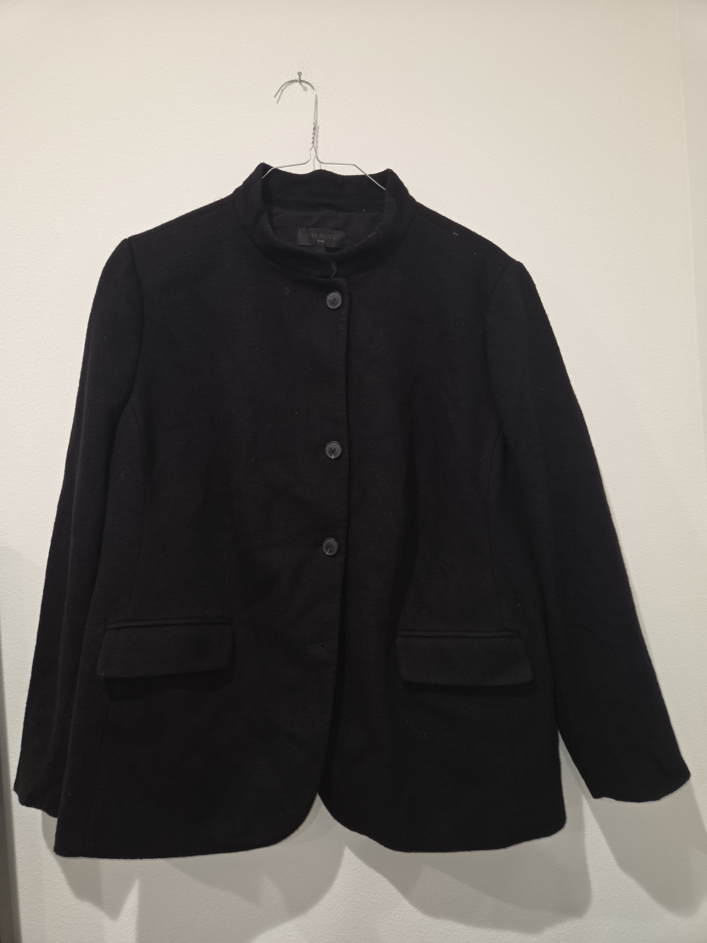Talbots Black Stand-Collar Button Jacket